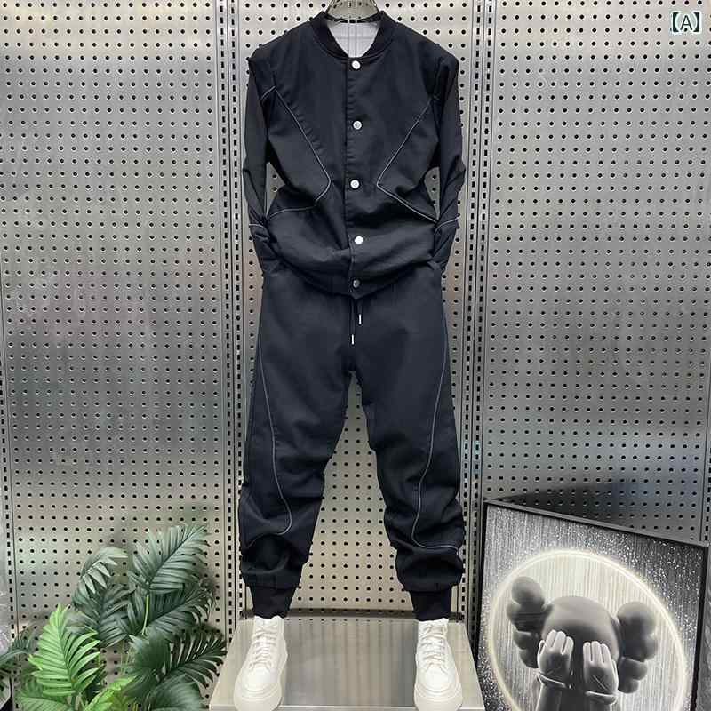 セットアップ メンズ カジュアル おしゃれ 普段使い 秋冬 おしゃれ ジャケット パンツ トレンディー カップル スタンドカラー ゆったり デニム 2点 セット