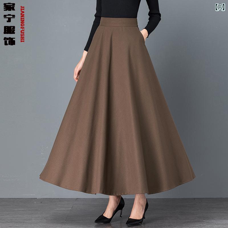 スカート レディース おしゃれ 上品 カジュアル 婦人服 秋冬 ドレープカラー 新 ハイウエスト aライン ハーフ レングス カジュアル 大きめサイズ スイング ダンス ジッパー