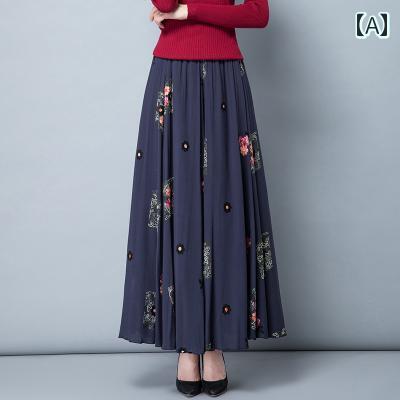 スコート レディース 今めかしい 窈窕たる 心地好い 成人女性服 烏兎 刺しゅう エスニック 綿 リネン ロング か細い ご機嫌酉の方角 大きめ大きさ a伝達ルート
