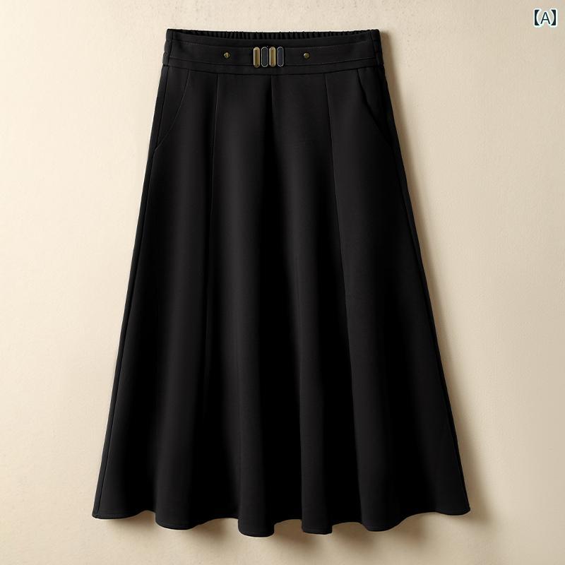 スカート レディース おしゃれ 上品 通勤 オフィス カジュアル デート 女子会 ブラウン aライン スリム 秋 ハイウエスト カジュアル プリーツ