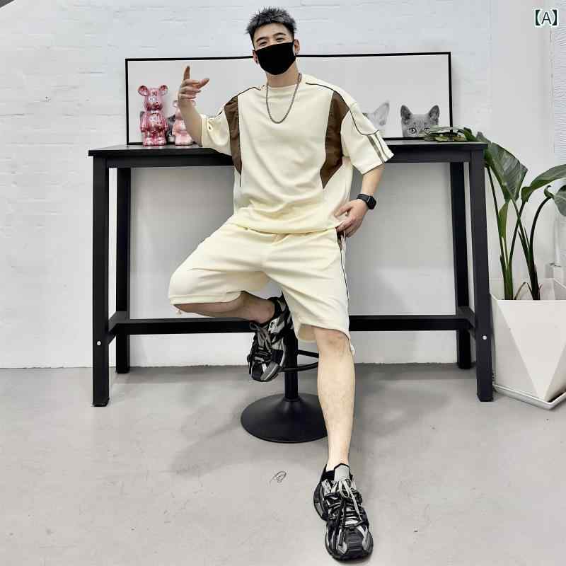セットアップ メンズ カジュアル おしゃれ 普段使い ファッション トレンディ ラウンドネック 半袖 シャツ ショート パンツ 夏 スポーツ トレンディ セット｜おうち健康生活