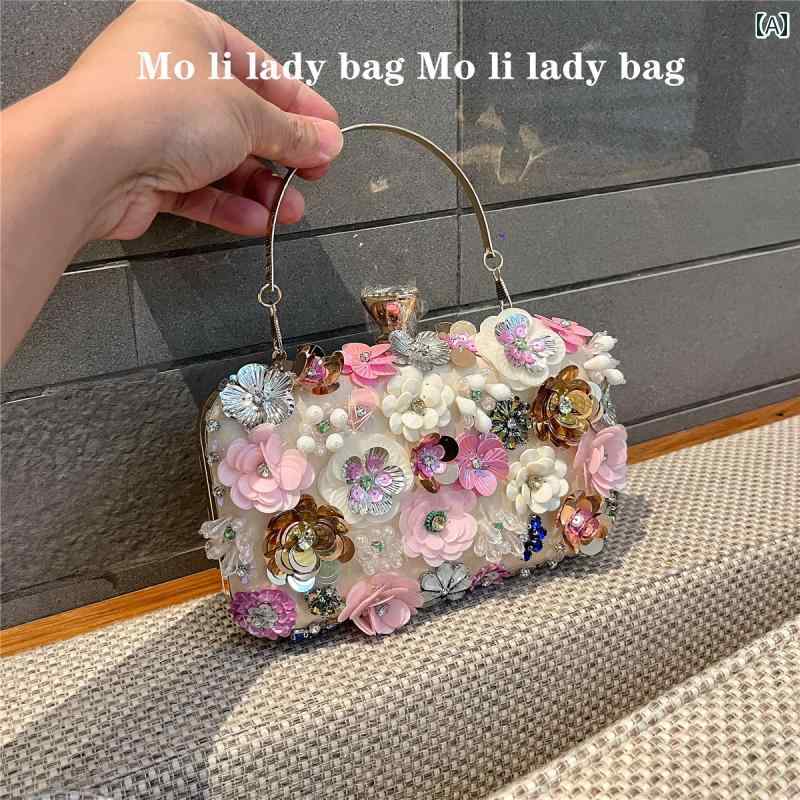 レディース バッグ おしゃれ ピンク 立体 フラワー ディナー ドレス ステージ ミニ ハンド 小さめ 正方形