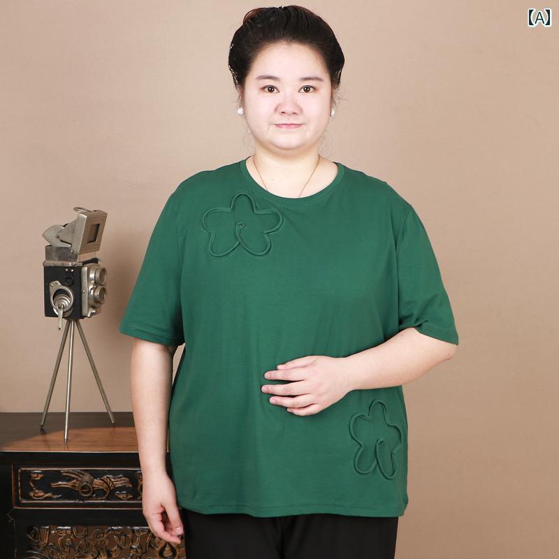 大きめサイズ レディース トップス カジュアル おしゃれ 婦人服 ぽっちゃり 夏 ファッション 婦人服 綿 Tシャツ 半袖