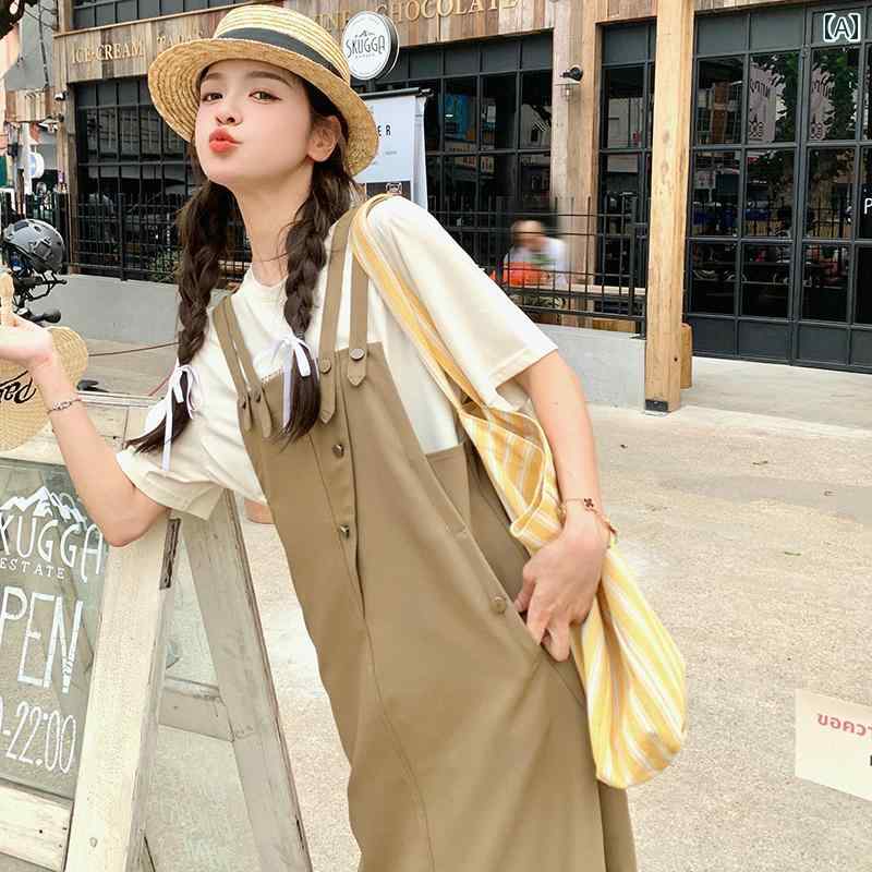 大きめ大いさ レディース 今めかしい 流行り物 心地好い 小わっぱ 肩吊りひも スコート ティーシャツ 2点 書き割り 夏 韓国 単科大学