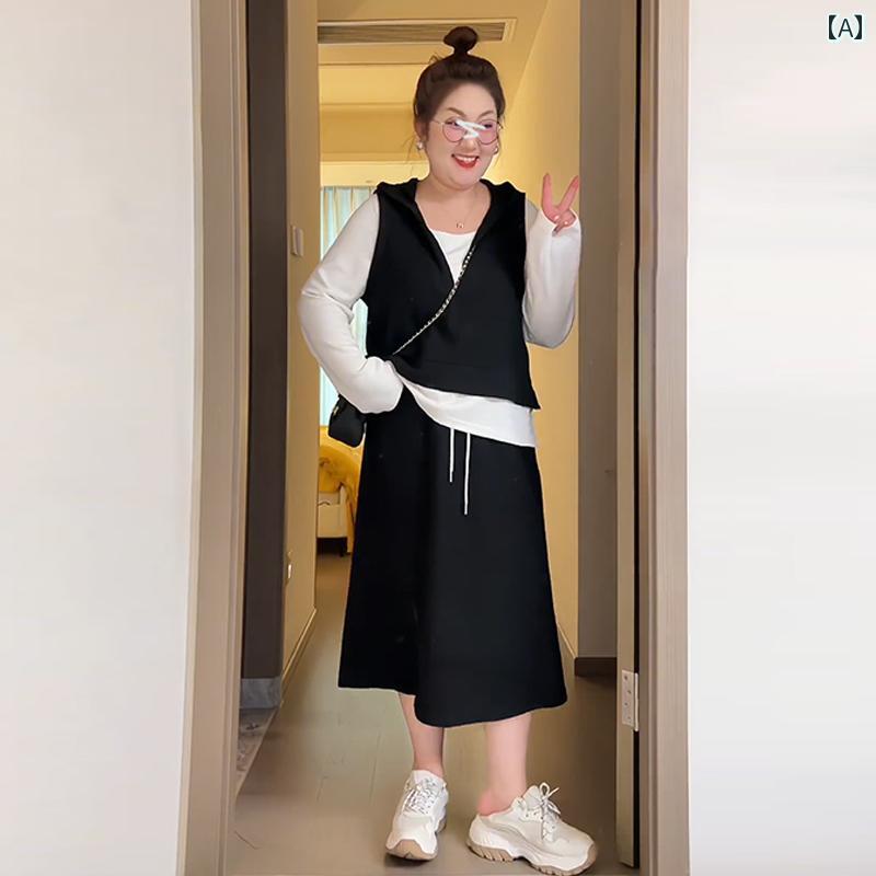 大きめサイズ レディース おしゃれ ファッション カジュアル デート 女子会 秋冬 ぽっちゃり スリム ゆったり 体型カバー スポーツ スウェットシャツ スカート 2点 セット