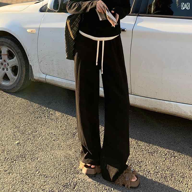 馬鹿でかい大きさ レディース 今めかしい 流行り物 心地好い 普段使い走り 秋冬 成人女性服 ぽっ自転車 か細い ワイドレッグ ズボン下 編み物 ズボン下