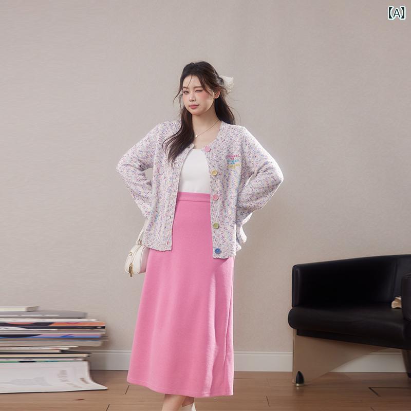 大きいサイズ レディース おしゃれ ファッション カジュアル デート 女子会 ぽっちゃり 韓国 スリム ラウンドネックニットカーディガン カラフル ジャケット｜おうち健康生活