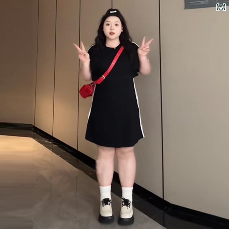 大きめサイズ レディース おしゃれ ファッション カジュアル フェミニン 上品 デート 女子会 フレンチカジュアル フェイク セットアップ ドレス 夏 体型カバー ウエスト スポーツ スカート