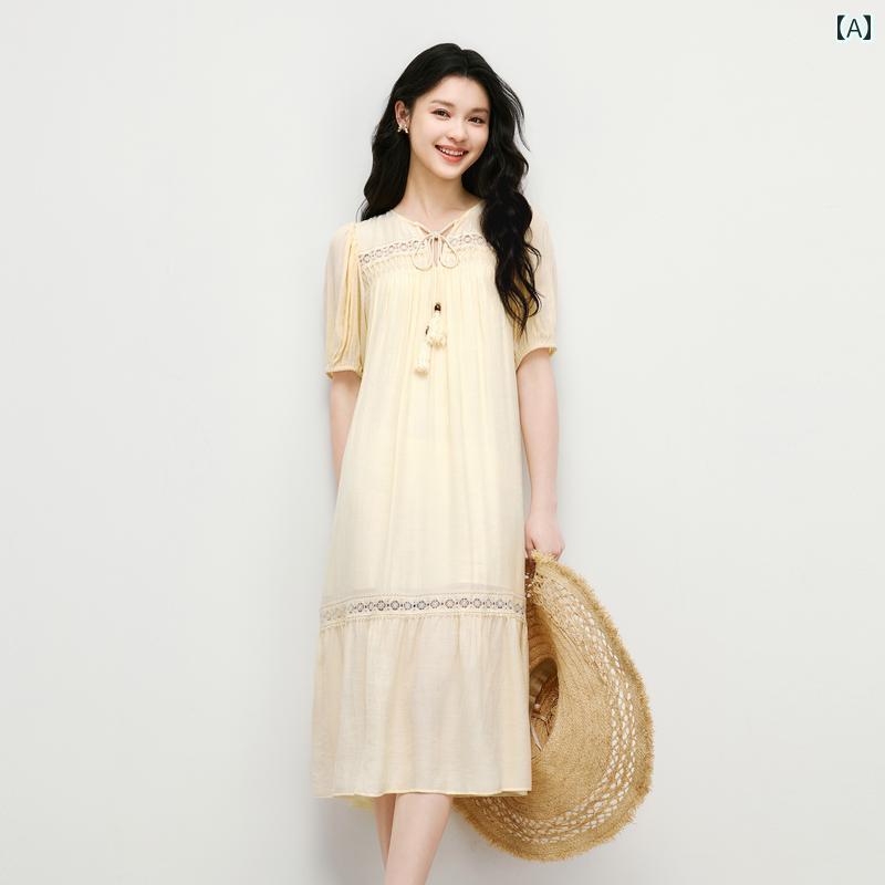 ワンピース レディース ゆったり レース 美しく 感じさせにくい ドレス年 夏 通勤 スカート｜おうち健康生活