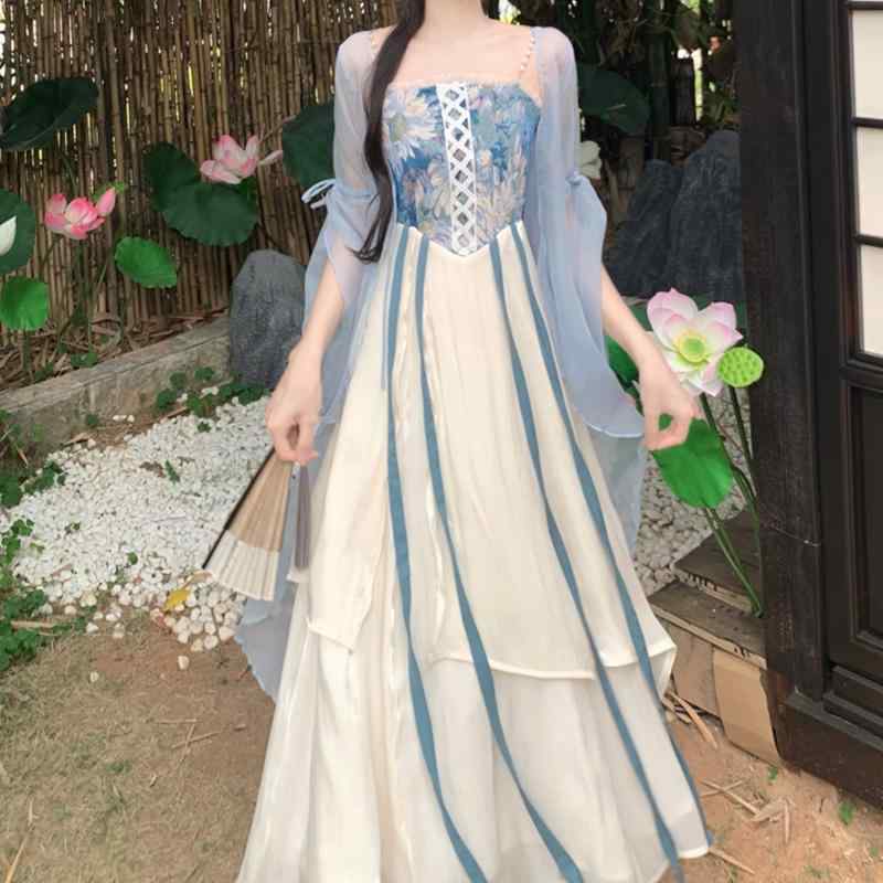 大きめサイズ レディース おしゃれ ファッション カジュアル フェミニン 上品 デート 女子会 チャイナ風 中国 夏 ドレス ぽっちゃり が 細く 見え フェアリー スカート
