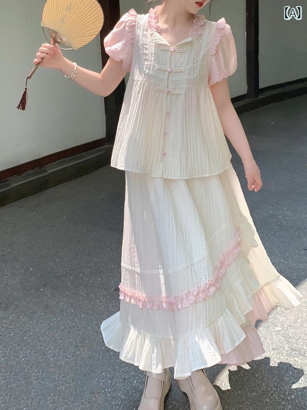 大きめ大きさ レディース 今めかしい 流行り物 心地好い 会う約束 成人女性会 普段使い走り 夏新 外辺部 フライング 捩り トップス フラウンス サクラ色 白 成人女性服