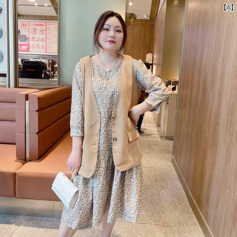 大きめサイズ レディース カジュアル ファッション 普段使い デート 女子会 婦人服 春夏新 ぽっちゃり 花柄 ドレス ベスト