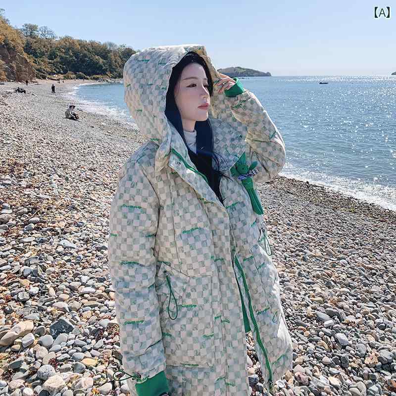 大きめサイズ レディース おしゃれ ファッション カジュアル デート 女子会 普段使い 冬 ダウン 刺繍 市松 模様 ダウン ジャケット