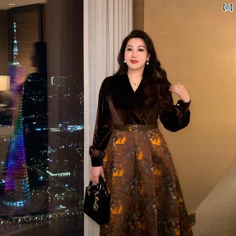大きめサイズ レディース おしゃれ ファッション 上品 フェミニン デート 女子会 普段使い 婦人服 秋冬 レトロ 起毛 ステッチ ジャカード大 スイング ドレス｜おうち健康生活 10,199円
