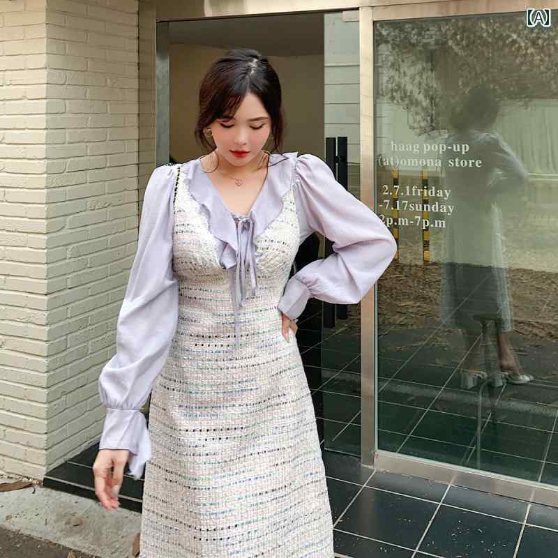大きめサイズ レディース おしゃれ ファッション カジュアル デート 女子会 普段使い 婦人服 フレンチ セットアップ セット スリム ドレス 秋