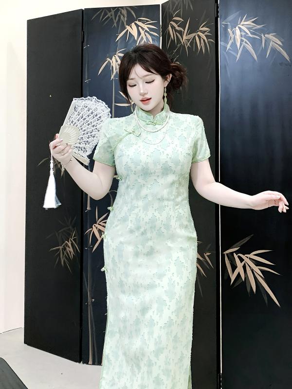 大きめサイズ レディース おしゃれ ファッション カジュアル 上品 フェミニン ワンピース デート 女子会 普段使い 小柄 チャイナ風 斜め ボタン チャイナ ドレス レトロ ウエスト スリットドレス