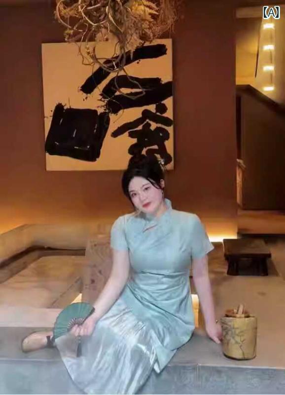大きめサイズ レディース おしゃれ ファッション お嬢様 上品 フェミニン パーティー デート 女子会 普段使い ぽっちゃり チャイナ風 スリム チャイナ ドレス