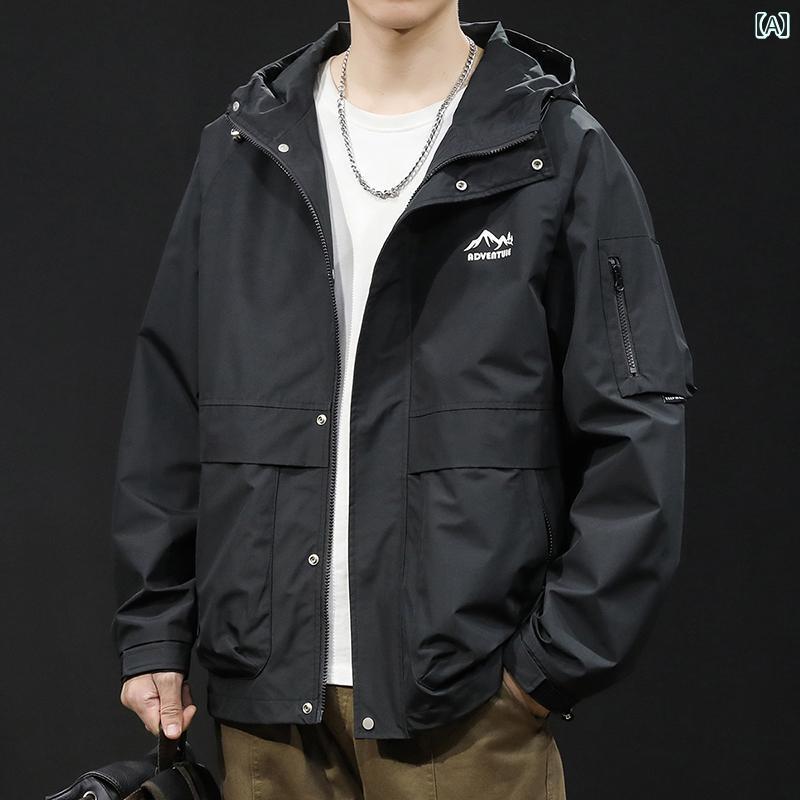 大きめサイズ メンズ アウター カジュアル おしゃれ ファッション ジャケット ジャケット 春秋 トレンディ 紳士服 フード ワークウェア トップス ジャケット｜おうち健康生活