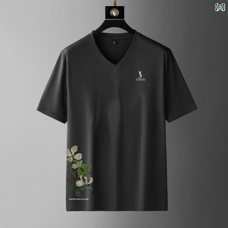 大きめサイズ メンズ トップス カジュアル おしゃれ ファッション 夏 薄手 涼しい 涼しい 半袖 Tシャツ 大 カジュアル Tシャツ プリント トレンディ