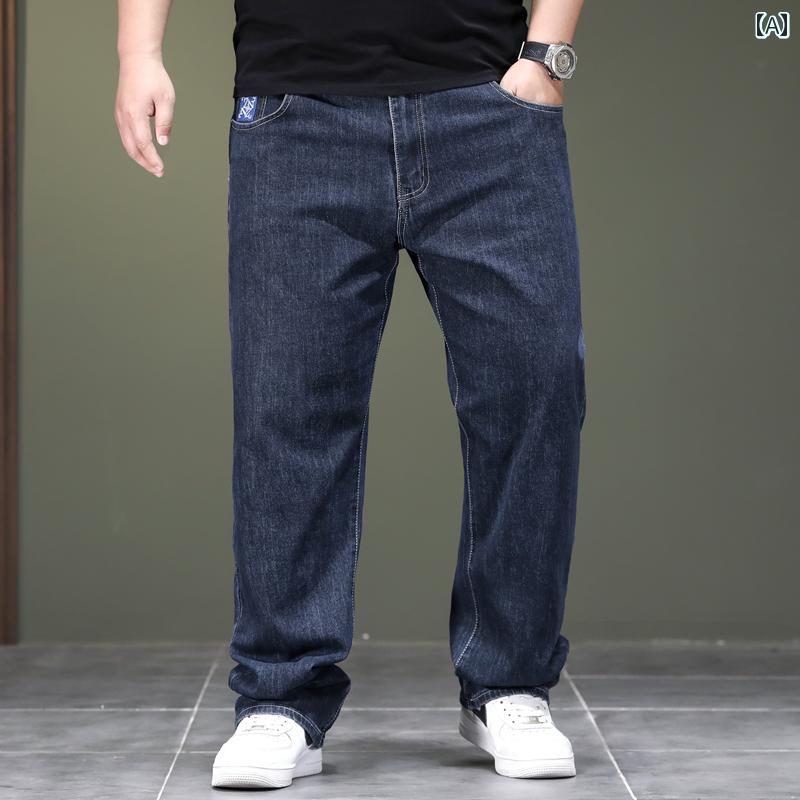 大きめサイズ メンズ パンツ カジュアル ズボン おしゃれ ファッション 夏 薄手 涼しい 涼しい ジーンズ ストレッチ ストレート ロング 大きめ｜おうち健康生活