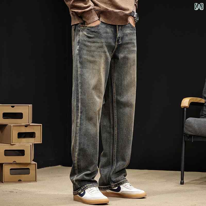 大きめサイズ メンズ パンツ カジュアル ズボン おしゃれ ファッション アメリカン レトロ ジーンズ ストレッチストレート トレンディ 秋｜おうち健康生活