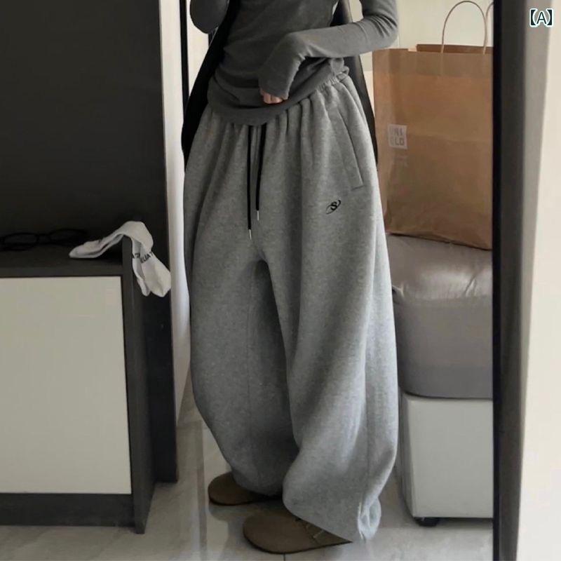 大きめサイズ メンズ パンツ カジュアル ズボン おしゃれ ファッション ぽっちゃり 冬 レディース アメリカン レトロ スポーツ 起毛 ワイドレッグ レギンス