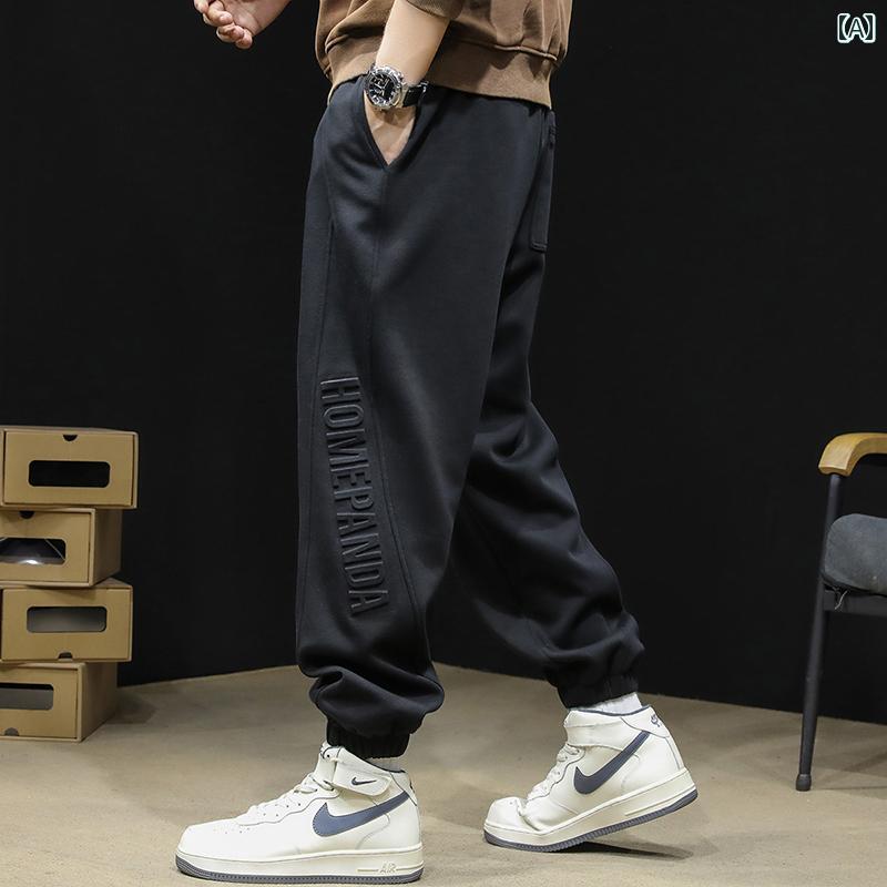 大きめサイズ メンズ パンツ カジュアル ズボン おしゃれ ファッション レター 起毛 スウェット 春春秋 レギンス スウェット
