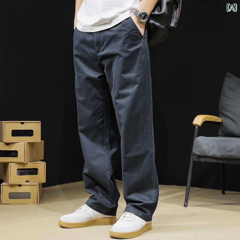 大きめサイズ メンズ パンツ カジュアル ズボン おしゃれ ファッション ストレート 春 トレンド 春秋 綿