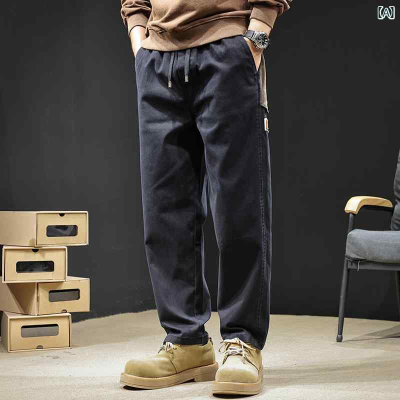 大きめサイズ メンズ パンツ カジュアル ズボン おしゃれ ファッション ワーク 春秋 ストレート テーパード ストレッチ トレンド アメリカン