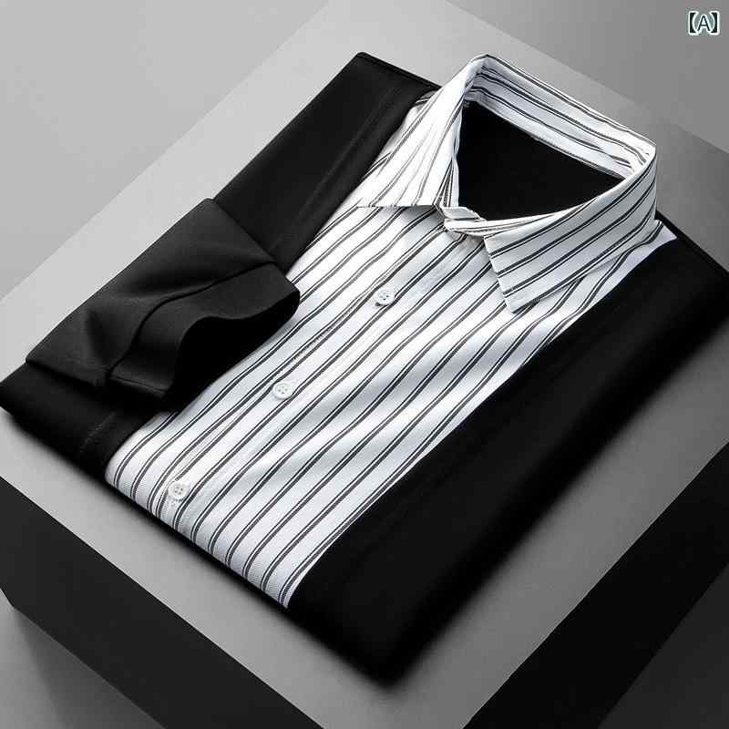 大きめサイズ メンズ カジュアル 春秋 長袖 Tシャツ カジュアル フェイク セットアップ Tシャツ