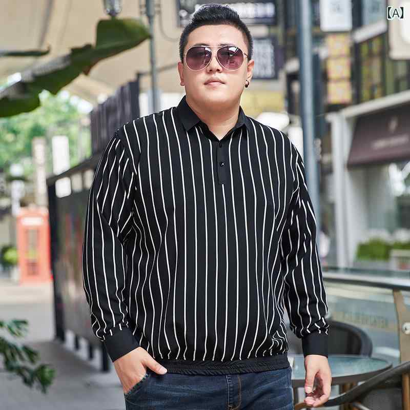 大きめサイズ メンズ カジュアル 秋冬 大 長袖 Tシャツ ストライプシャツ 起毛 Tシャツ