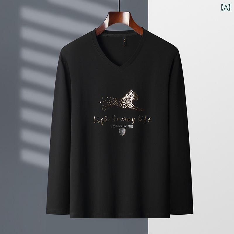 大きめサイズ メンズ カジュアル 秋 トレンディ 長袖 Tシャツ 起毛 厚手 Tシャツ 紳士服