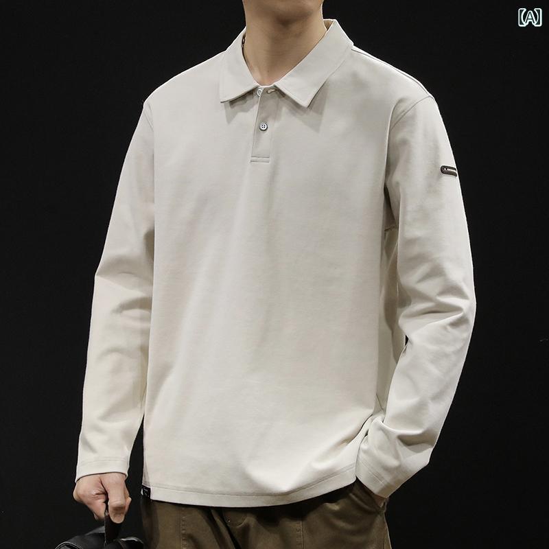 大きめサイズ メンズ ポロシャツ カジュアル 長袖 Tシャツ 春 トレンド インナー ベース 厚手 春秋
