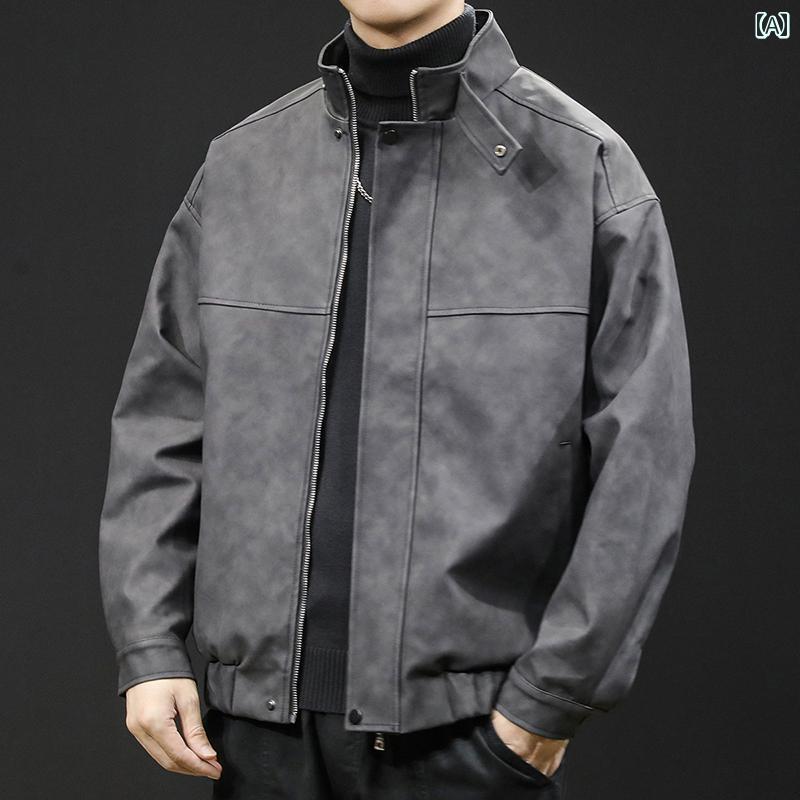 大きめサイズ メンズ アウター カジュアル おしゃれ ファッション バイク レザージャケット 春秋 アメリカン レトロ ジャケット L