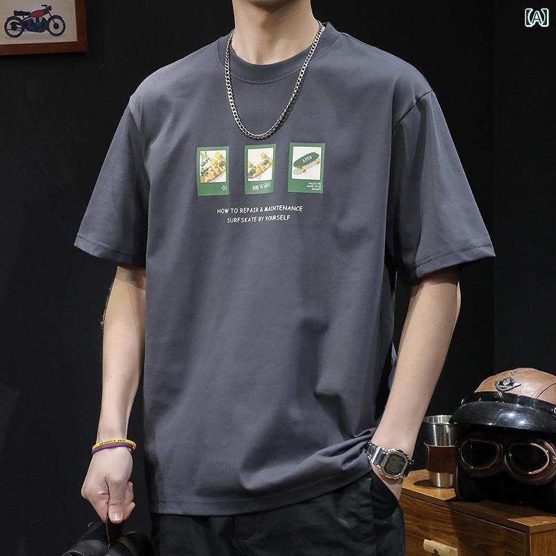 大きめサイズ メンズ Tシャツ 半袖 カジュアル おしゃれ 白 夏 アメリカ ファッション 厚手
