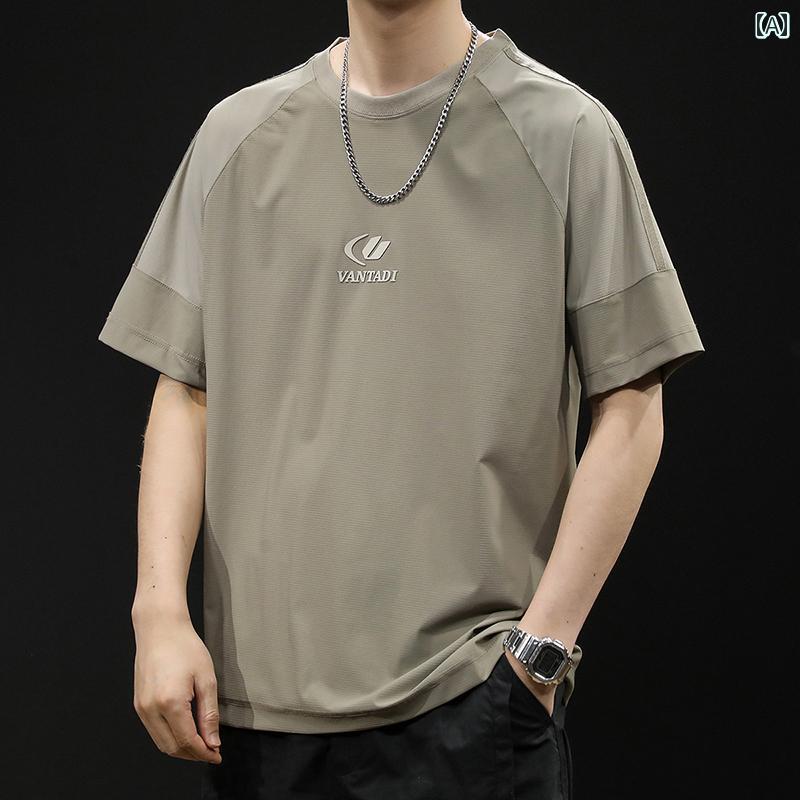 大きめサイズ メンズ Tシャツ 半袖 カジュアル おしゃれ 夏 ひんやり 快適 軽量 涼しい 薄手 涼しい 涼しい ゆったり 速乾 ひんやり 快適 トレンド