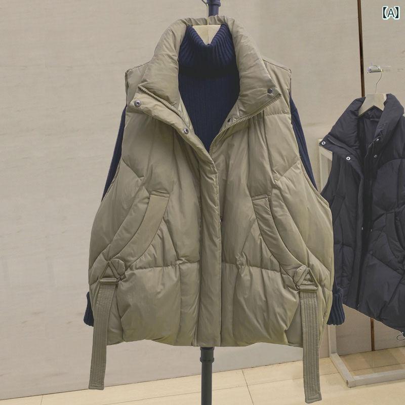 大きめサイズ メンズ アウター カジュアル おしゃれ ファッション ぽっちゃり 韓国 黒 厚手 綿服 レディース 冬 ノースリーブ 綿 ベスト
