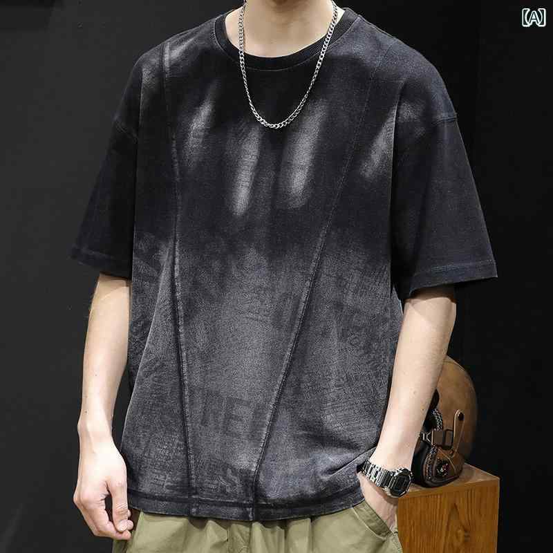 大きめサイズ メンズ Tシャツ 半袖 カジュアル おしゃれ 夏 厚手 ぽっちゃり ゆったり ファッション t シャツ レトロ