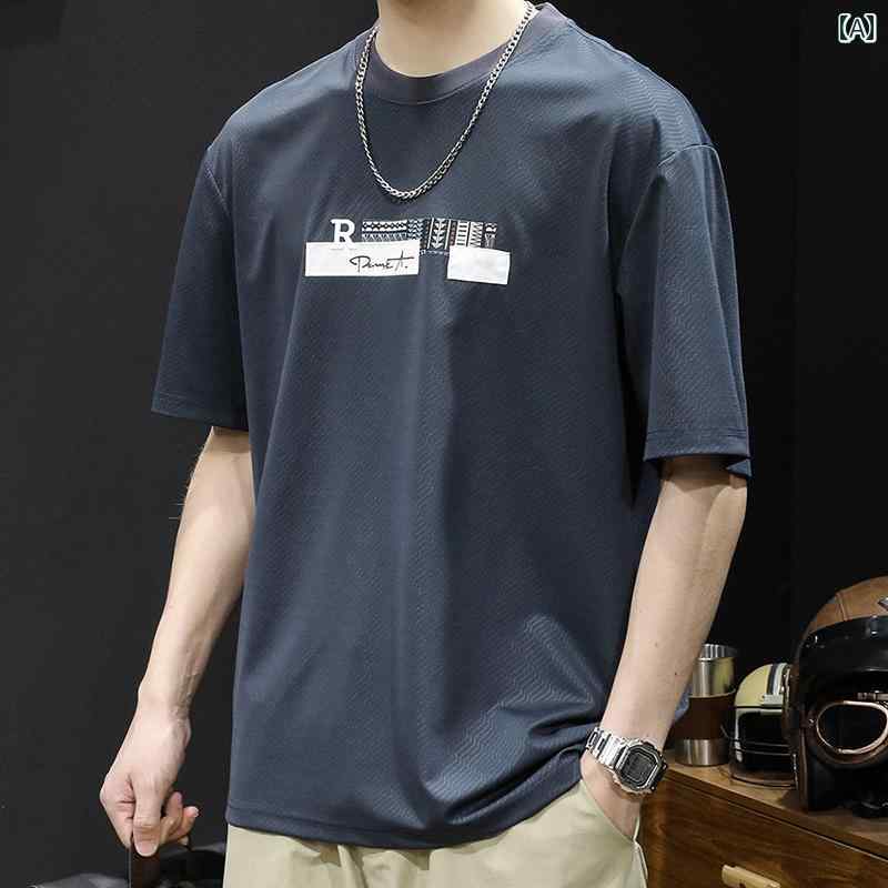 大きめサイズ メンズ Tシャツ 半袖 カジュアル おしゃれ ひんやり 快適 ひんやり 快適 夏 薄手 涼しい 涼しい トレンド 速乾
