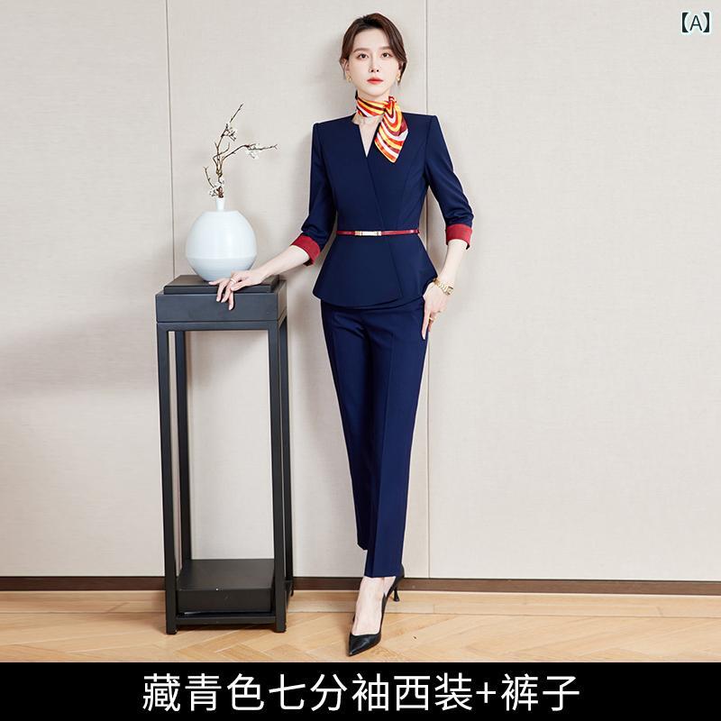 レディース ファッション ビジネス オフィス 制服 上品 フォーマル エレガント スーツ 春秋 フロント デスク 受付 ホテル｜おうち健康生活