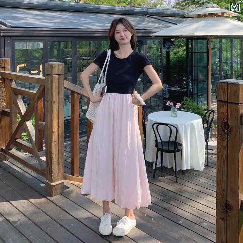 レディース ファッション カジュアル おしゃれ フェミニン 花 つぼみ スカート ドレス 夏 韓国 優しく ロング ウエスト カット t シャツ スカート｜おうち健康生活