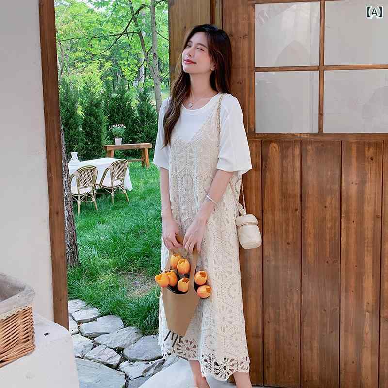 レディース ファッション カジュアル おしゃれ フェミニン 夏 服 ブラウス 肩ひも セット 組み合わせられ ピンク Tシャツ ドレスが 美しい スカートが|おうち健康生活