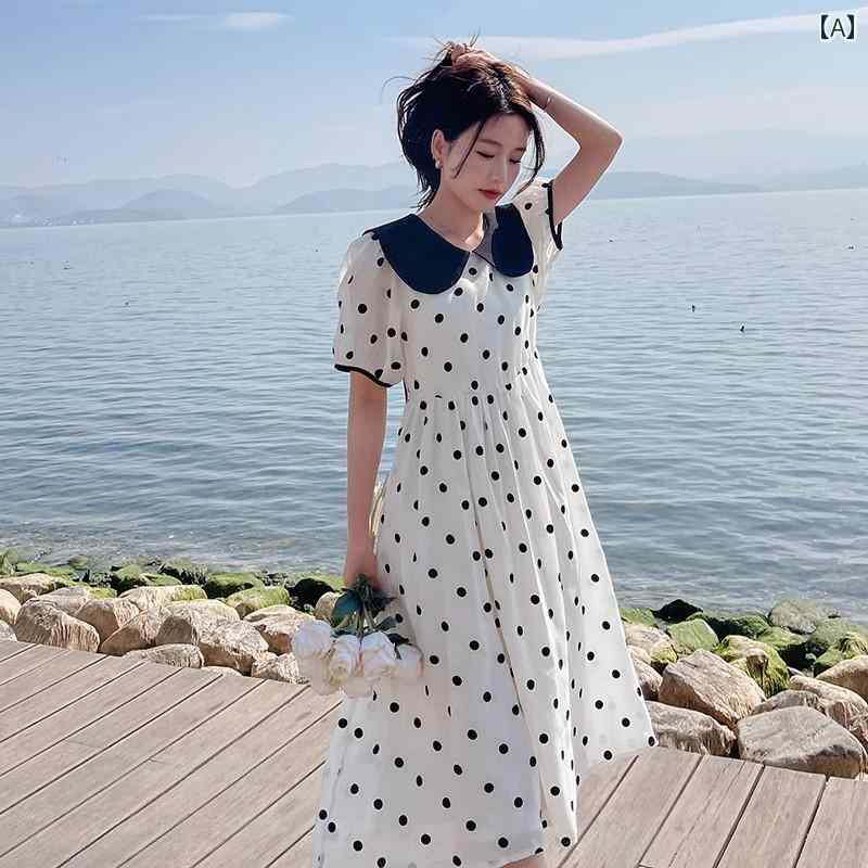 レディース 流行り物 心地好い 今めかしい 女子らしい フランス共和国 レトロ 水玉 御召しもの 夏 あやつり人形 襟 ガーリー シフォン ティーブレイク 御召しもの