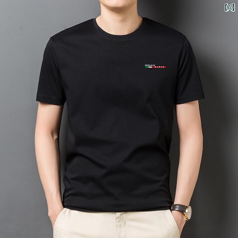 紳士服 カジュアル メンズ ダンディ ファッション 半袖 Tシャツ 夏 薄手 涼しい 涼しい 綿 トレンディ シルケット 綿 半袖 Tシャツ|おうち健康生活