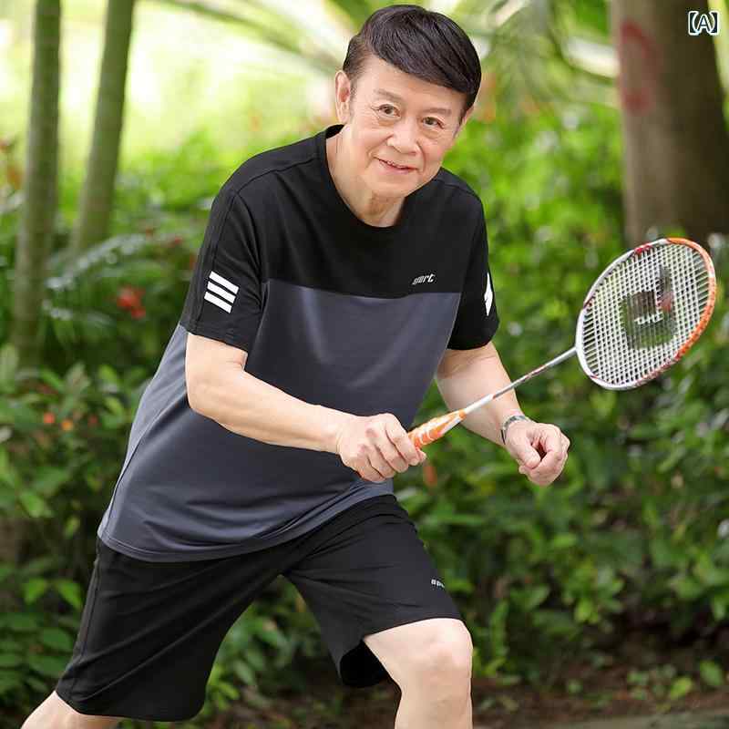 【楽天市場】紳士服 カジュアル メンズ ダンディ ファッション お父さん 夏 セットアップ スポーツ セットアップ 夏 半袖 Tシャツ お父