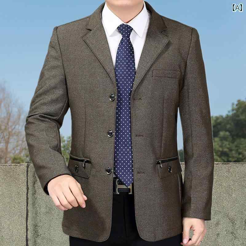 紳士服 カジュアル メンズ ダンディ ファッション セットアップ ジャケット ワンピース カジュアル パパ カジュアル トップス 3つ ボタン セットアップ｜おうち健康生活