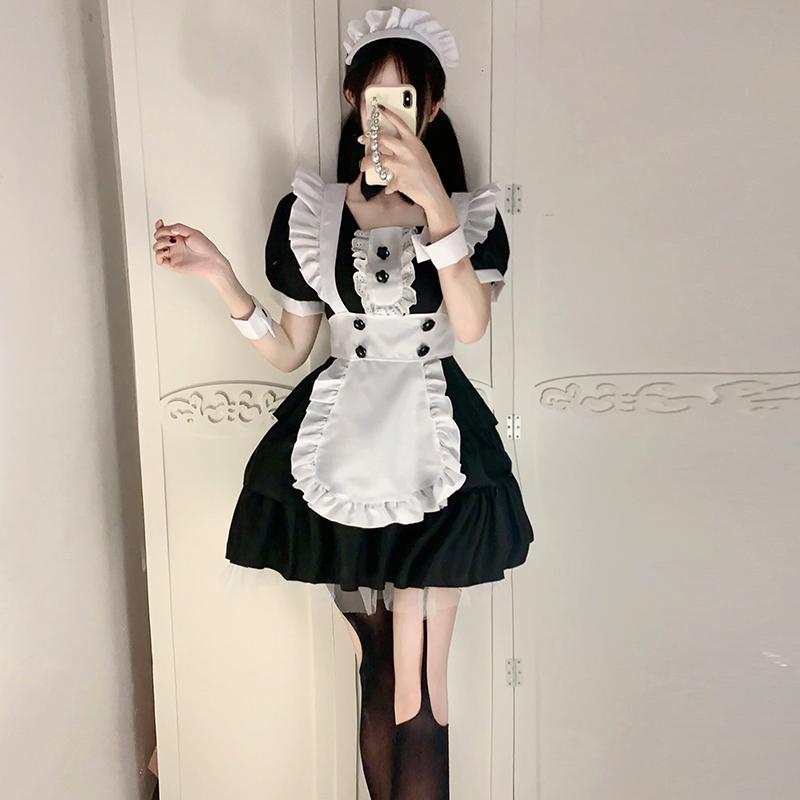 色っぽい コスプレ レディース 御手伝いさん 引き付ける ユニフォーム 背広 ホンブルグ帽 うしろ帯 可愛らしい 黒白 エン 御手伝いさん