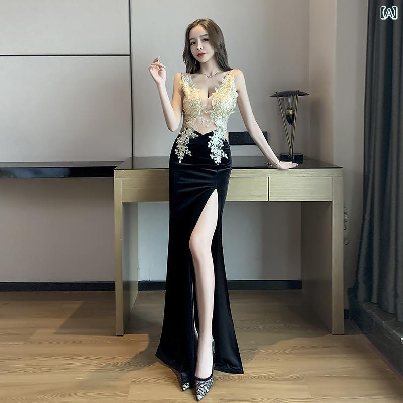 キャバ ドレス セクシー ロング ハイスリット 美脚 キャバクラ ナイトドレス パーティー 魅惑
