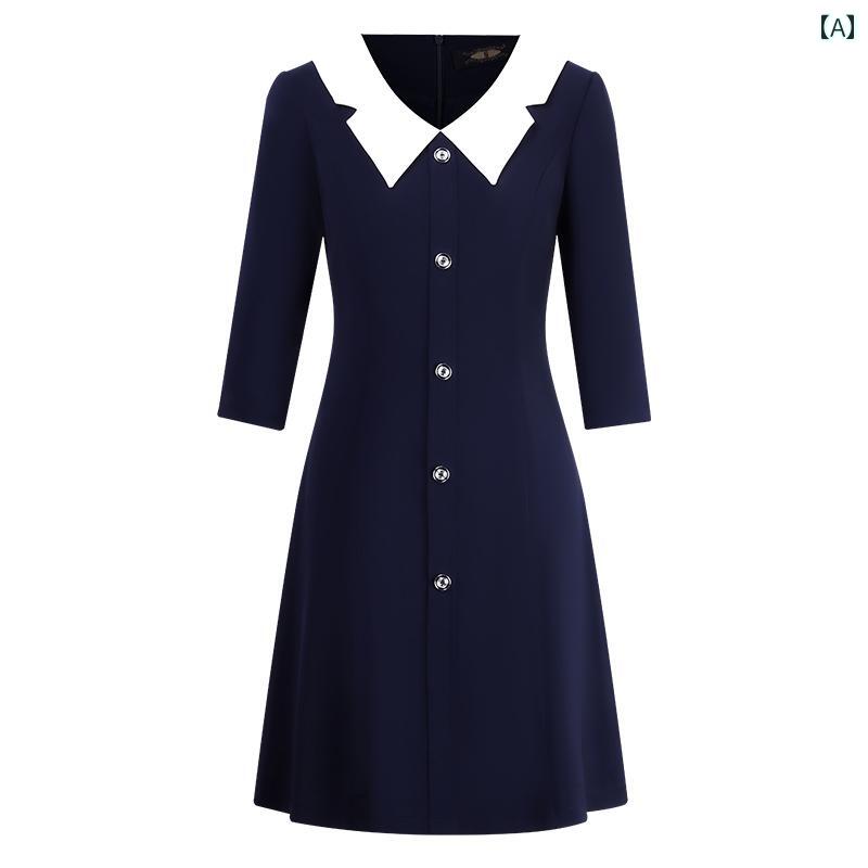 制服 接客業 オフィス 清楚 ドレス ホスト フォーマルドレス 人形 襟 インタビュー 七分袖