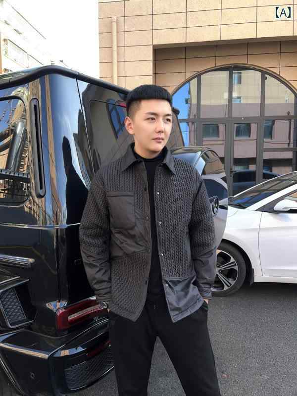 アウター メンズ 心地好い 今めかしい 冬 心地好い 黒いこと 唐きび 耳 柄 綿織物 厚地の外套 トレンディ